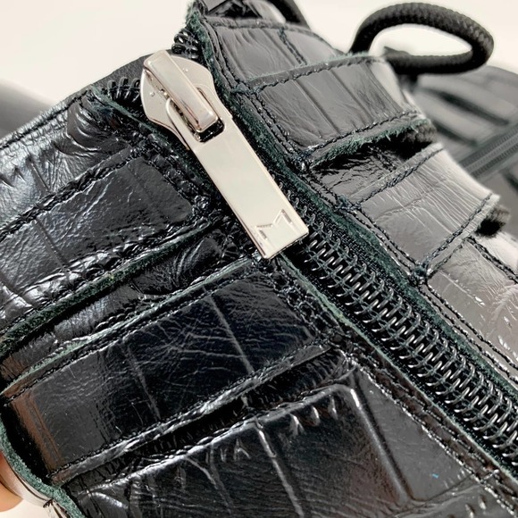 NWOT MARC FISHER black platform crocodile leather combat boots - Picture 9 of 11